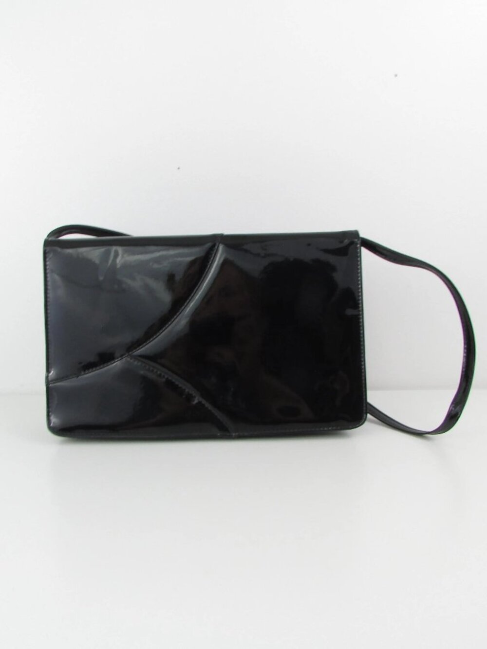 Vintage Black Patent Convertible Clutch and Shoulder Bag